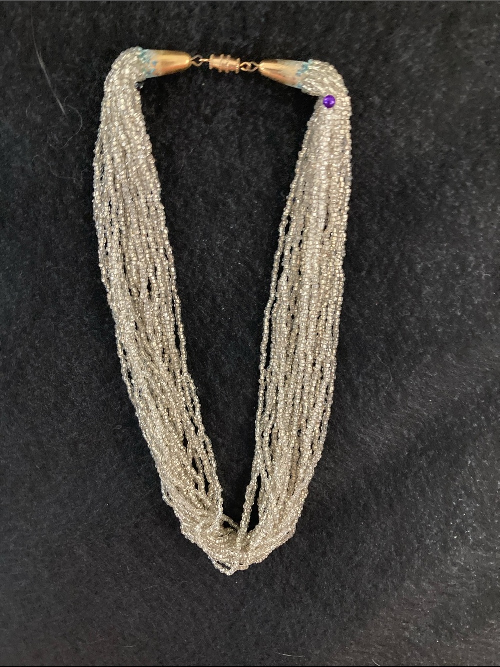 Multi-Strand Seed Bead Necklace - Silver
